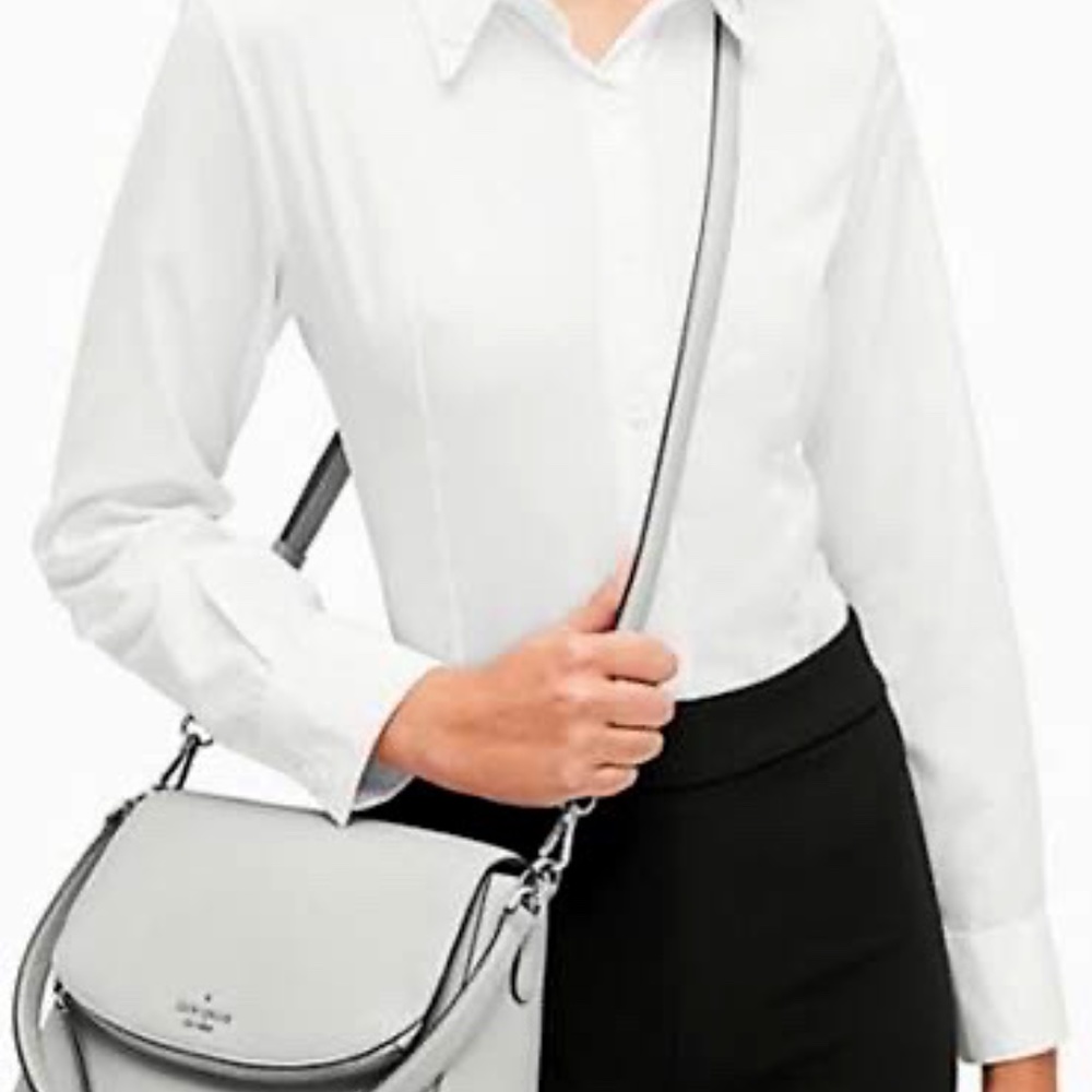 Kate Spade New York Gray Jackson Soft Pebbled Leather Medium Flap Shoulder Bag